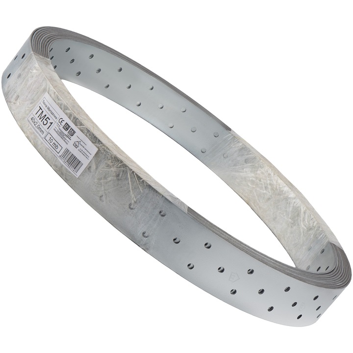 Banda montare, otel, perforata, 40x2mm x 10m, conector dulgherie, Techniki Zamocowan