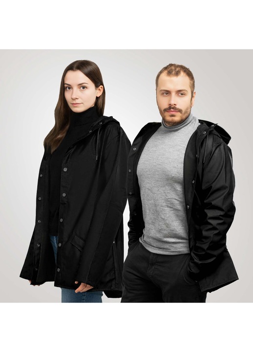 Полиестерно унисекс яке Rains, зелено1`, Черен