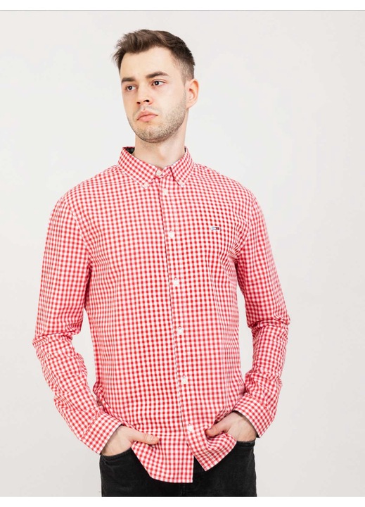 Tommy Hilfiger, férfi ing, pamut, piros, S