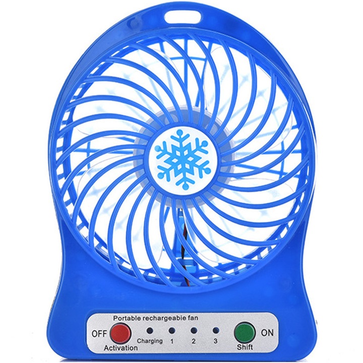 Преносим мини вентилатор Ronyes, захранвана от USB батерия, син