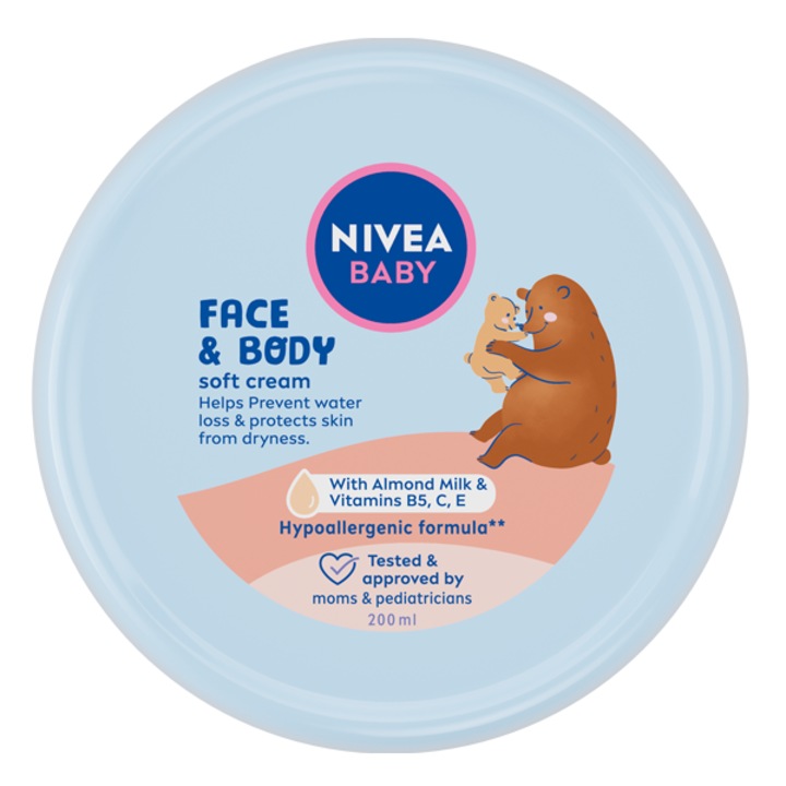 Крем за лице и тяло NIVEA Baby Soft, С бадемово мляко и витамини, 200 мл