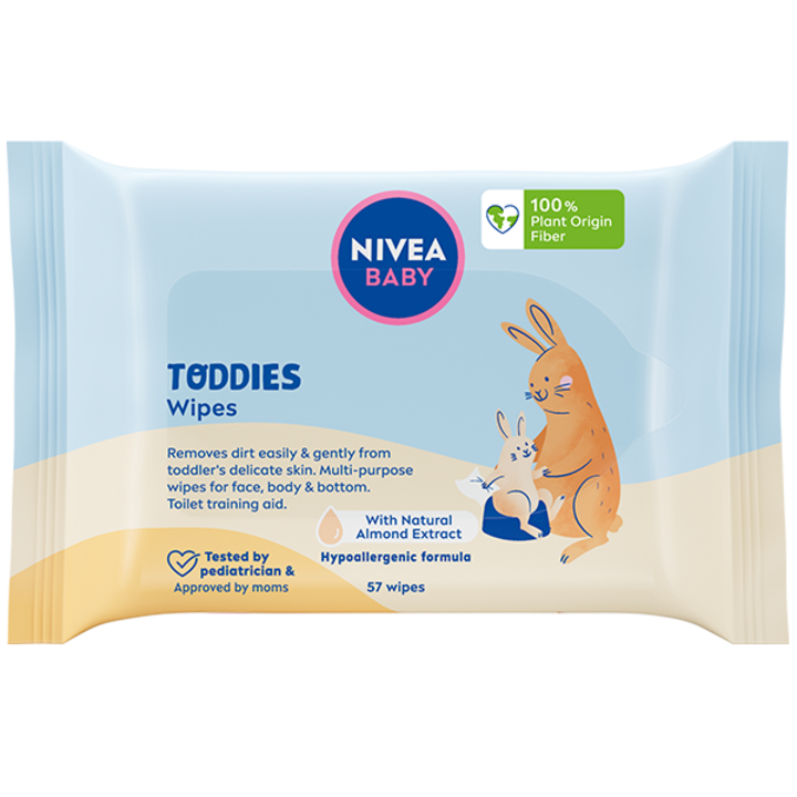Servetele umede NIVEA Baby Toddies cu lapte de migdale si vitamine, 57buc.