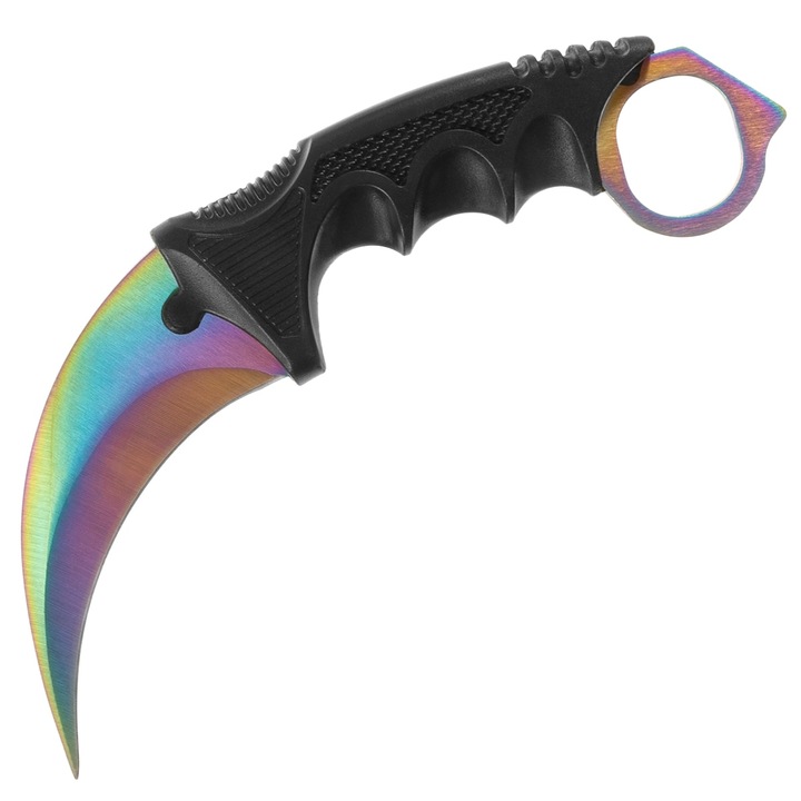 Cutit Karambit, TM, Inox / Plastic, Inspirat CS:GO, 90 x 190 mm, Negru / Multicolor