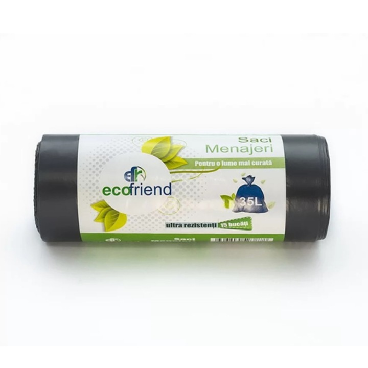 Saci menaj cu snur negri grosi 35L 200gr 52x72cm 15 buc / rola