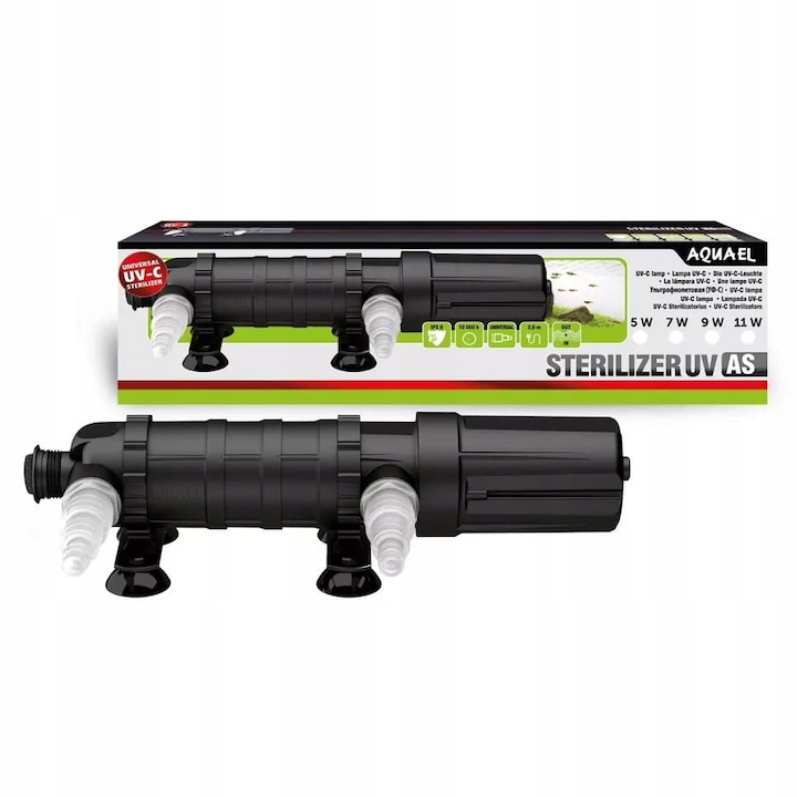 Lampa Sterilizatoare UV Aquael AS-9W 2.0, pentru Acvarii 400-600L, 9W, 39.5x17.2x8.3cm