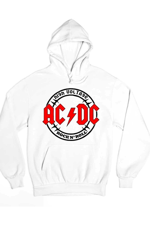 Pulover pentru bărbați negru de înaltă tensiune AC/DC, Alb