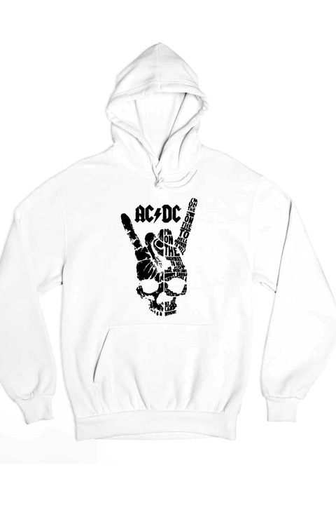 Hanorac pentru bărbați AC/DC skull black rock, Alb