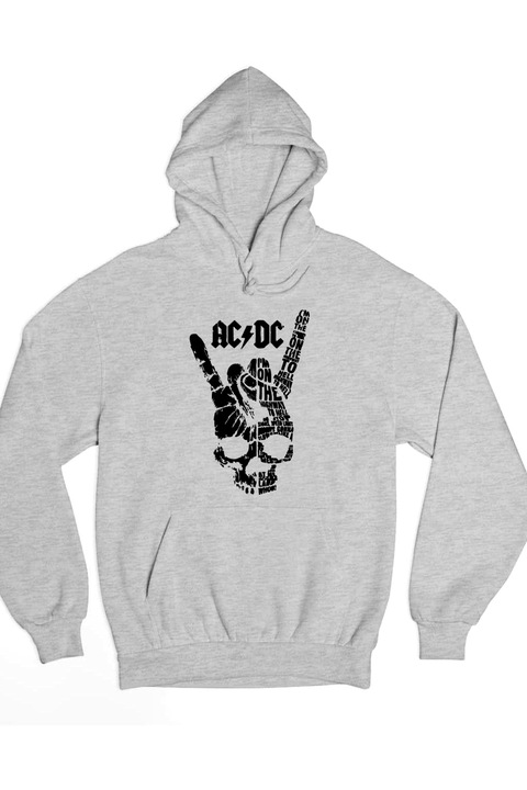 Hanorac pentru bărbați AC/DC skull black rock, Gri