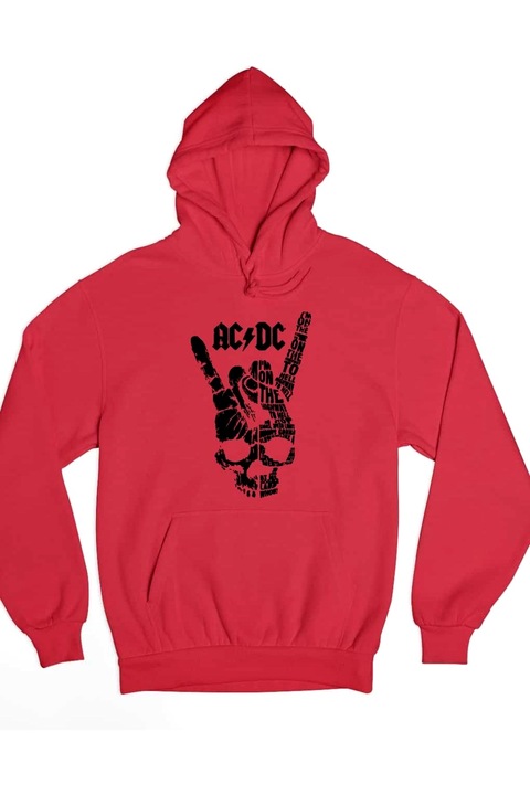 Hanorac damă AC/DC skull black rock, Rosu