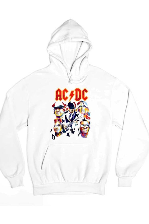 Hanorac damă portret band AC/DC, Alb