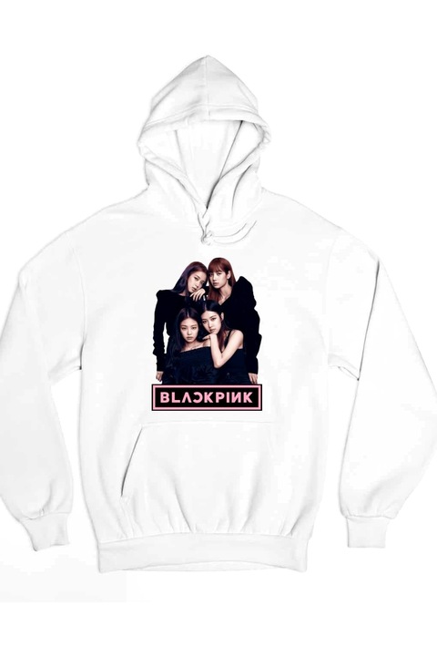 Blackpink imagine inscripție pulover damă, Alb