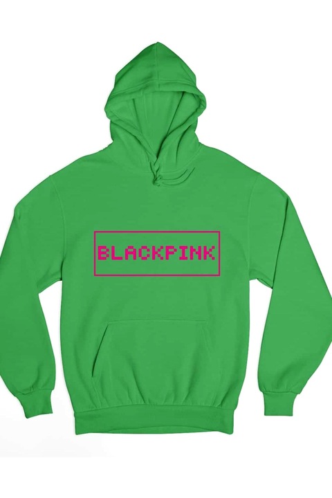 Pulover de damă cu inscripții pixeli Blackpink, Verde