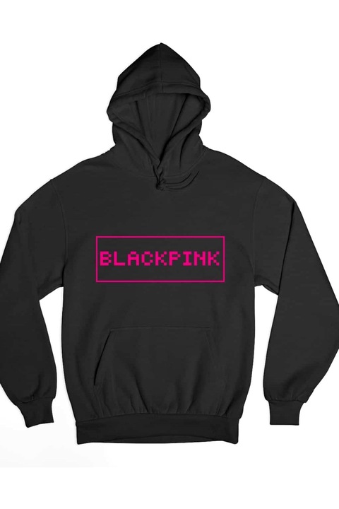 Hanorac pentru bărbați cu inscripții pixeli Blackpink, Negru