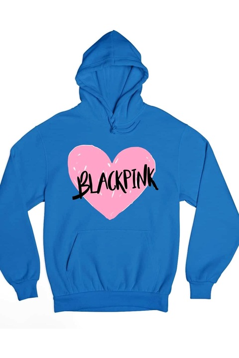 Pulover barbatesc Blackpink Pink Heart, Albastru royal