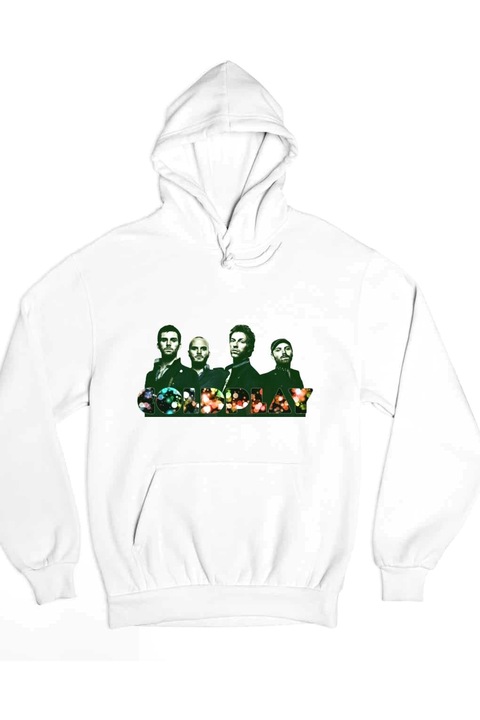 Hanorac pentru femei Coldplay colorful members 2023, Alb