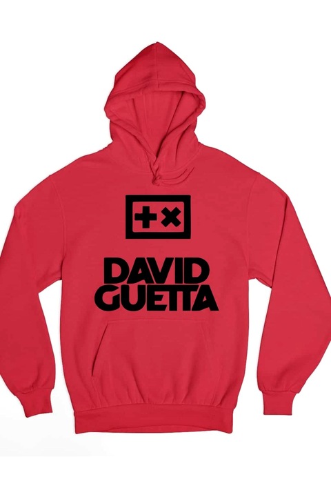 Hanorac de dama cu logo David Guetta, Rosu