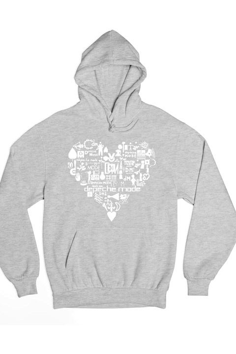 Pulover barbatesc Depeche Mode inima alba, Gri
