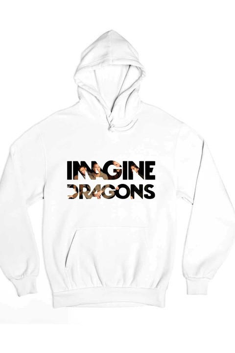 Hanorac de damă Imagine Dragons cu litere colorate, Alb