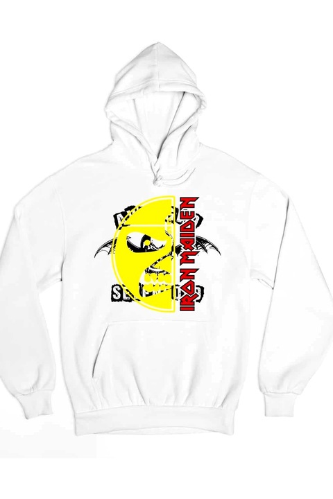 Hanorac bărbătesc Iron Maiden cu cap furios, Alb