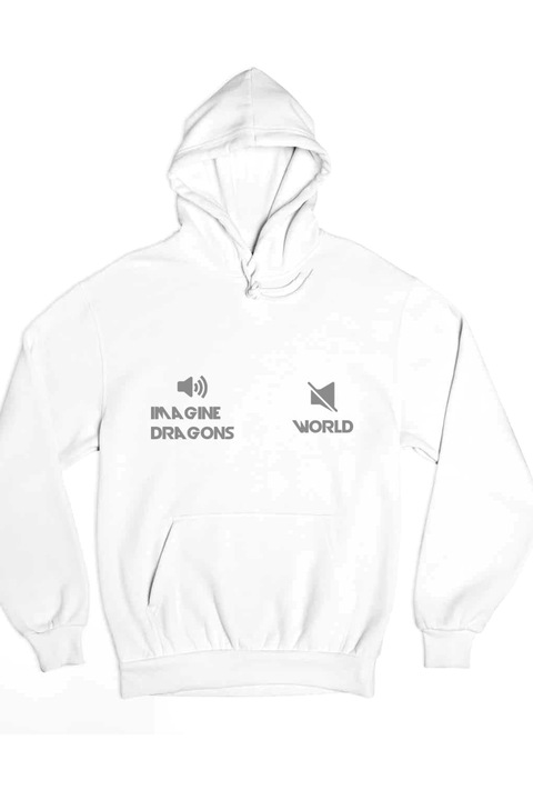 Hanorac pentru bărbați Imagine Dragons world mute, Alb