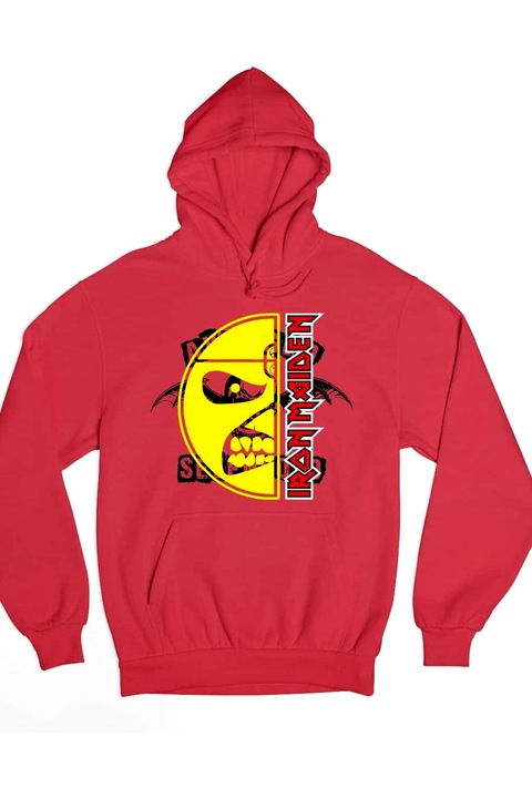 Iron Maiden angry head férfi pulóver, Piros