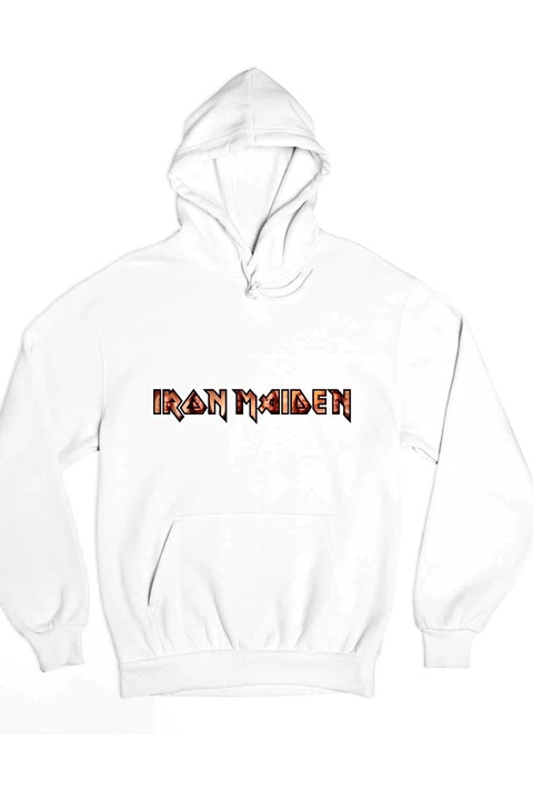 Hanorac de damă cu logo-ul trupei Iron Maiden, Alb