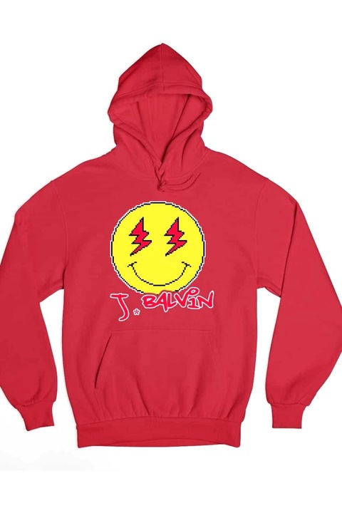 Hanorac cu logo-ul artistului J Balvin pentru femei, Rosu