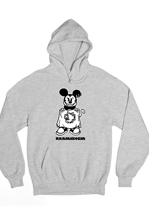 Pulover de dama Rammstein metalizat Mickey mouse, Gri