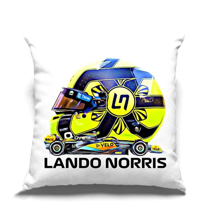 Lando Norris formula 1 párna, fehér, 35 x 35 cm