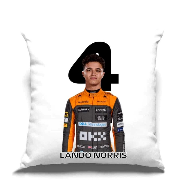 Lando Norris Formula 1 2024 párna, fehér, 35 x 35 cm