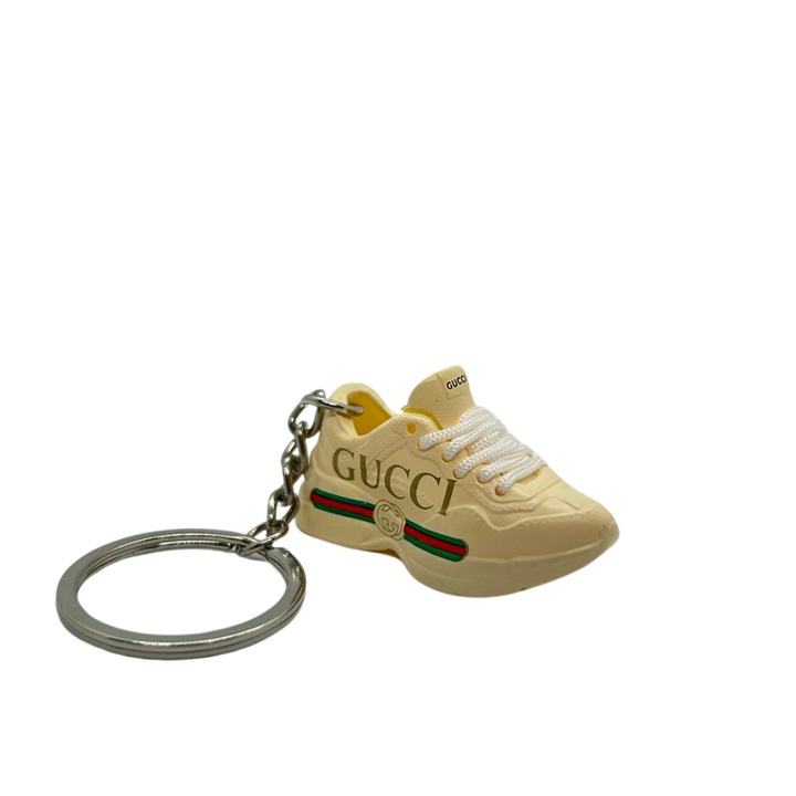 Ключодържател за ключове модел GUCCI RHYTON Ivory Leather Edition, PVC + Rubber, Handmade, 5cm x 2cm x 2cm, Beige