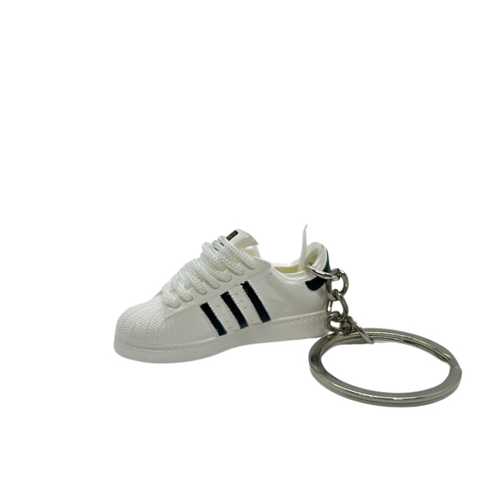 Adidas Originals Superstar White Core Edition ключодържател, PVC + гума, ръчна изработка, 5cm x 2cm x 2cm, бяло + черно