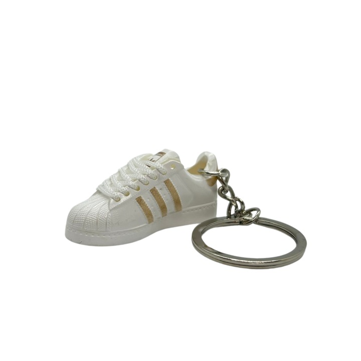 Adidas Originals Superstar White & Golden Edition ключодържател, PVC + гума, ръчна изработка, 5cm x 2cm x 2cm, бяло + злато
