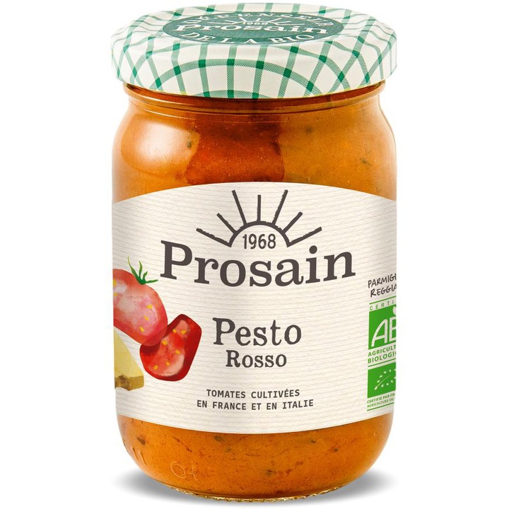 Pesto BIO autentic cu rosii uscate si parmezan Prosain 185g