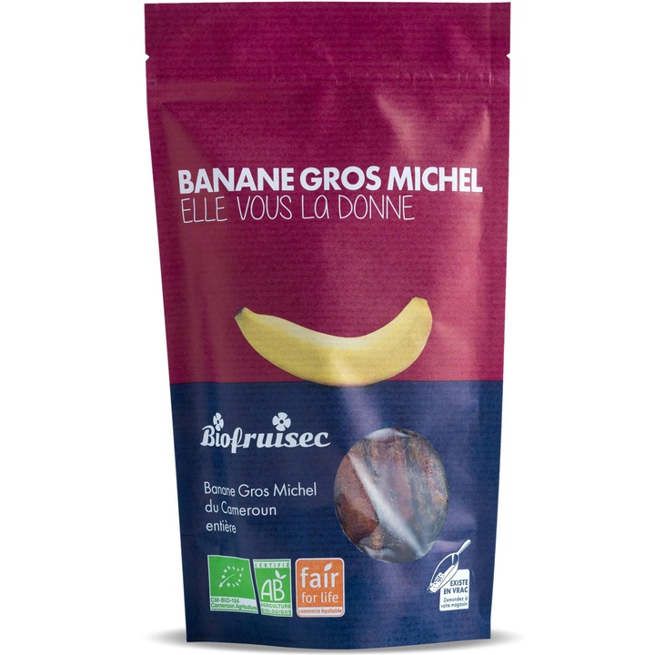 Banane BIO intregi, selectie Gros Michel din Camerun Biofruisec 150g