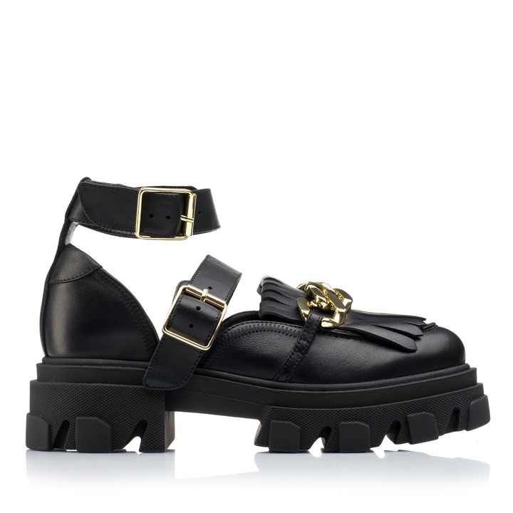 Pantofi dama Musette KALISTA 883, Piele naturala, negru, Negru