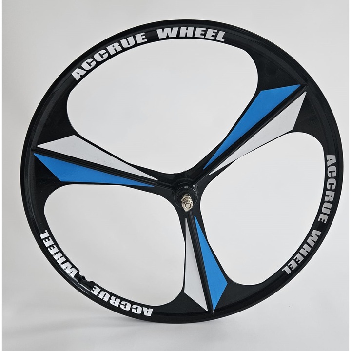 Roti pentru Bicicleta MTB 27 "5" Fata/Spate din Magneziu in 3 spite, cu prindere Disc, Profil Aerodinamic, Greutate Redusa, Negru Albastru