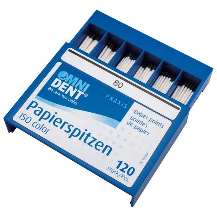 Papírkúpok fogászati gyökérkezelésekhez, 80-as méret, 120 db