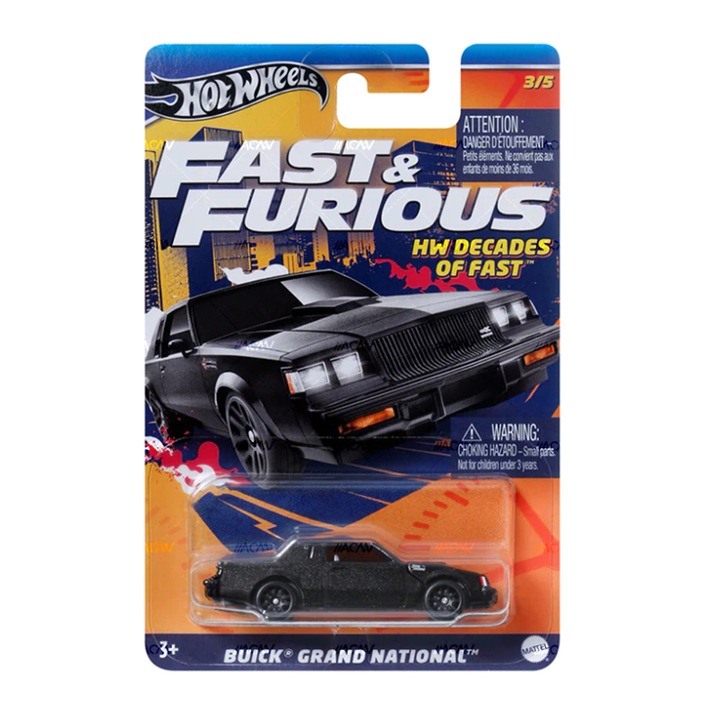 Hot Wheels metál autó, Buick Grand National Fast & Furious, 1:64, fekete