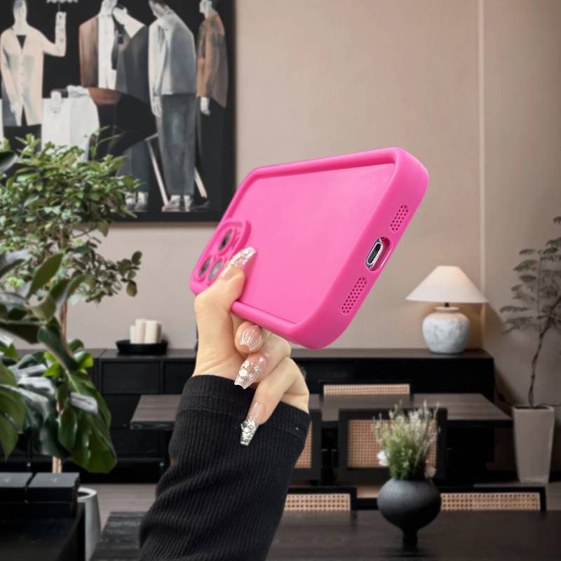 Husa de protectie compatibila cu Apple iPhone 15 Plus, cu Airbag Anti-cadere, Protectie Completa, Roz neon