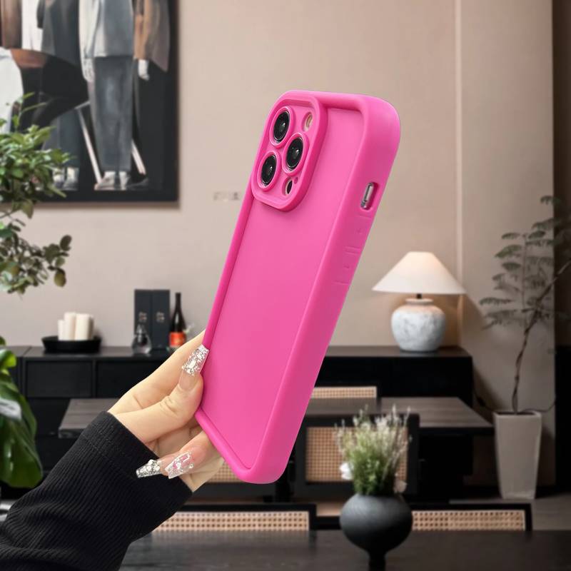 Husa de protectie compatibila cu Apple iPhone 15 Plus, cu Airbag Anti-cadere, Protectie Completa, Roz neon