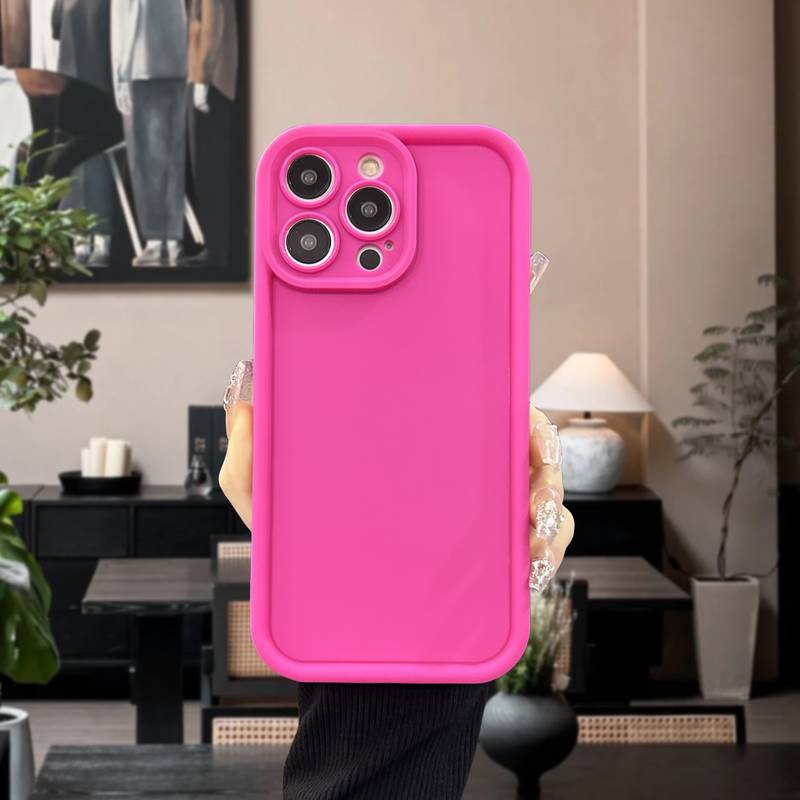Husa de protectie compatibila cu Apple iPhone 15 Plus, cu Airbag Anti-cadere, Protectie Completa, Roz neon