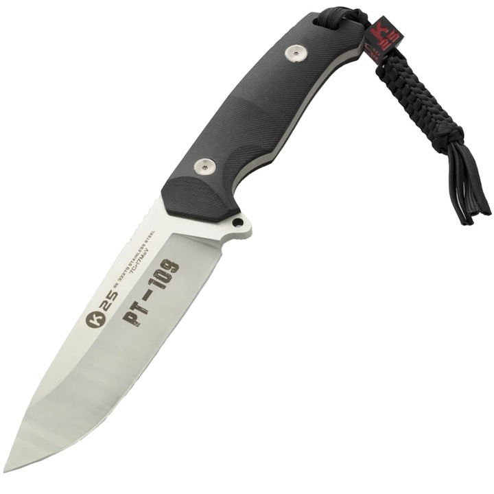 Cutit tactic K25, 140mm lama, G10, negru, 270mm lungime totala