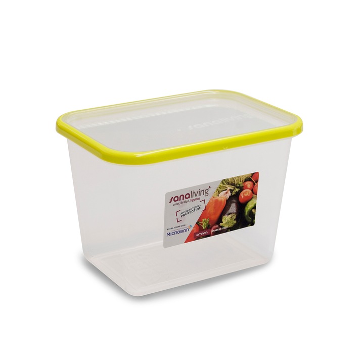 Cutie de Conservare alimente Sanaliving 19x14x13, 5 cm.2, 1L capac verde lime