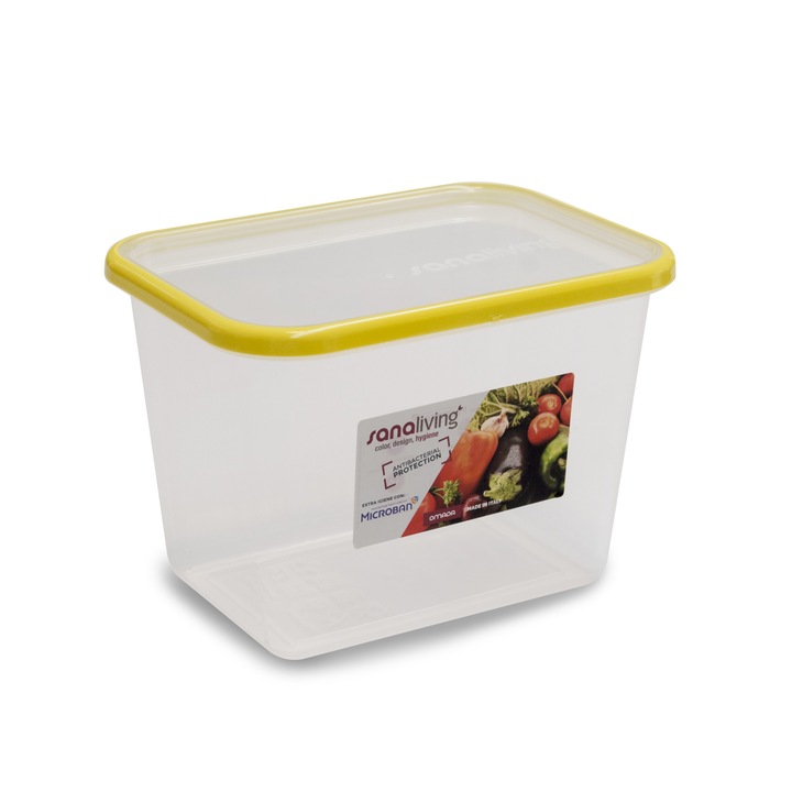 Cutie de Conservare alimente Sanaliving 19x14x13,5 cm.2,1L capac galben
