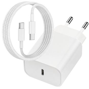 Incarcator universal CLOOPER™ compatibil cu iPhone 15/15 Pro/15 Pro Max/Samsung/Huawei/Google Pixel/Oppo/USB Type-C, cablu de date Type-C 1 metru, Fast charge 20W, Alb/Gri