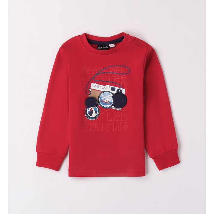 Nyomtatott blúz fiúknak, Sarabanda, 0.7153, Piros, Piros/Tengerészkék