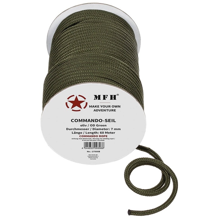 MFH univerzális kötél, 7mmx60m, polipropilén, khaki
