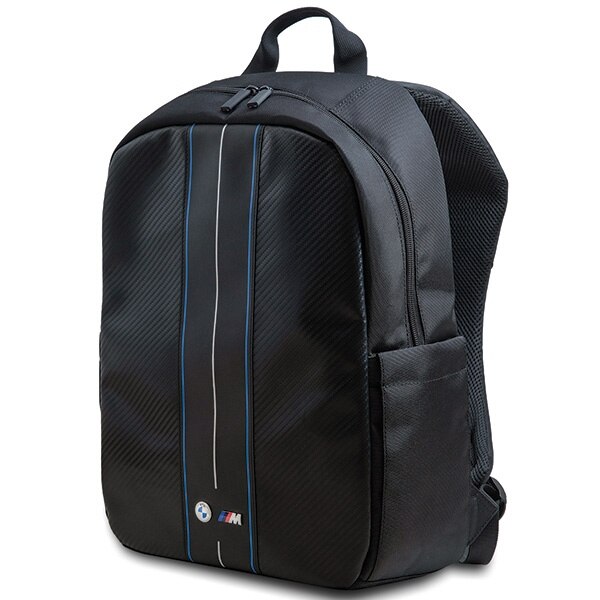 Rucsac pentru laptop, BMW, Nailon/Piele ecologica, 16", Negru