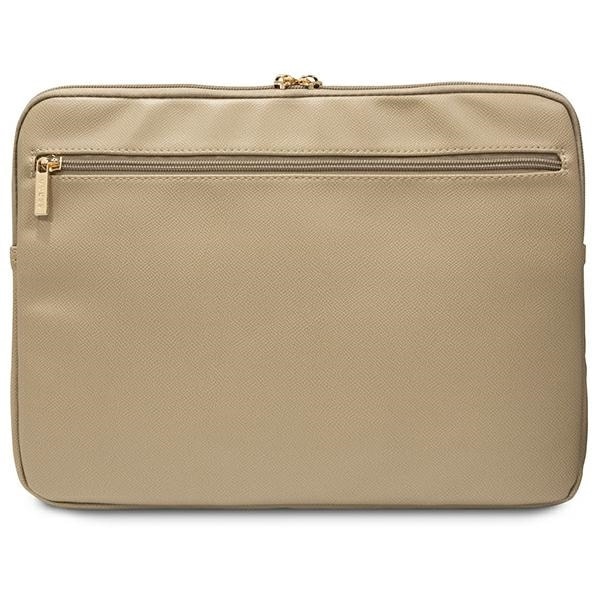 Husa laptop Guess ZIP Leather Triangle, piele eco, auriu, 26x34x2.5cm
